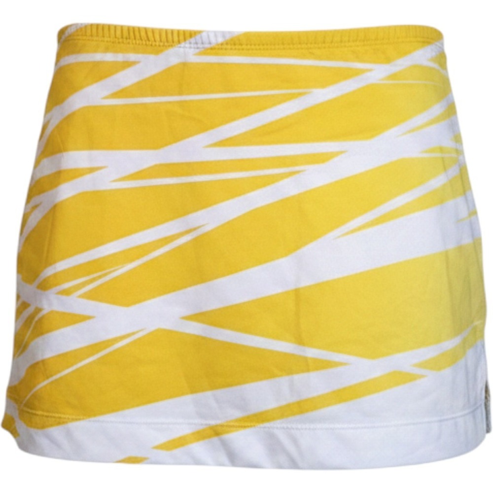 DUC Sports Womens Tennis Skort Yellow White Abstract Print Athletic Skirt Size 2